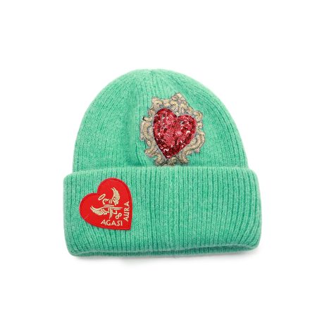 Neon Heart Knit Hat
