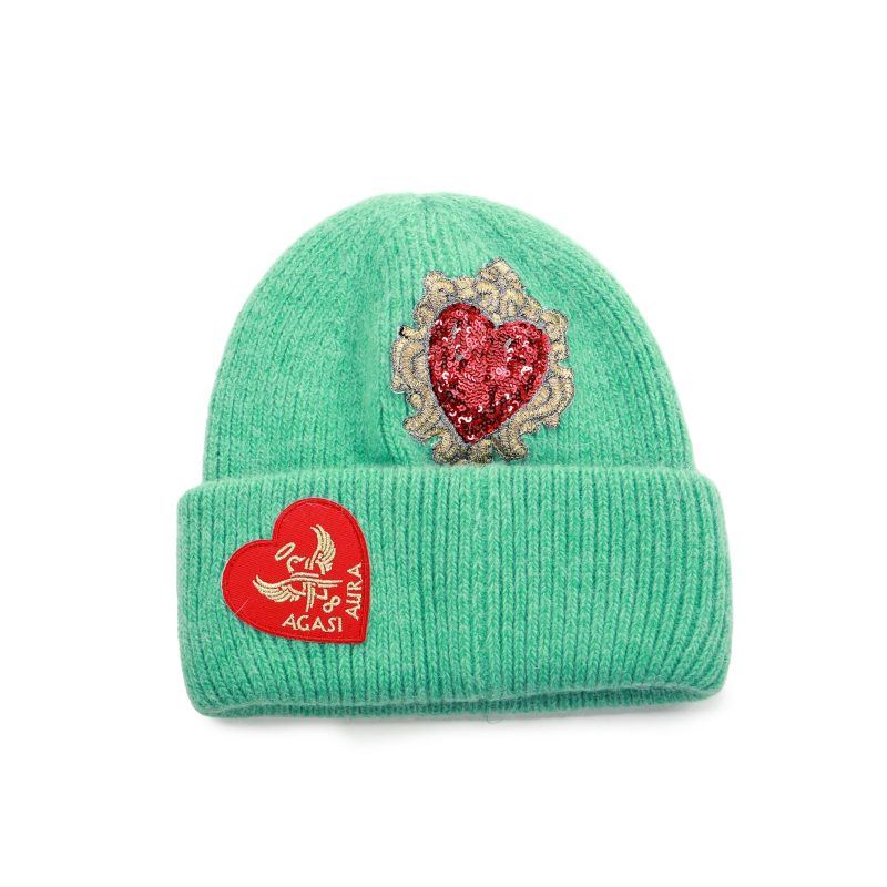 Neon Heart Knit Hat